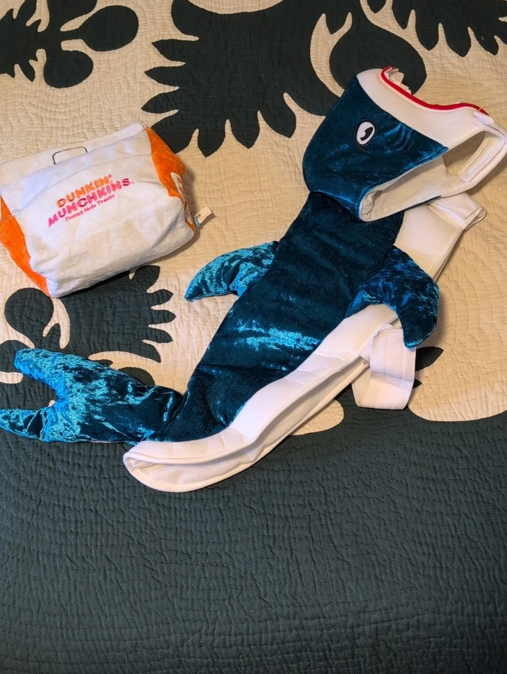 Dog Shark Costume Size Large & Dunkin Munchies Bag (Bundle Of 2)